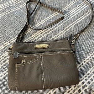 Cross body grey carry-all purse